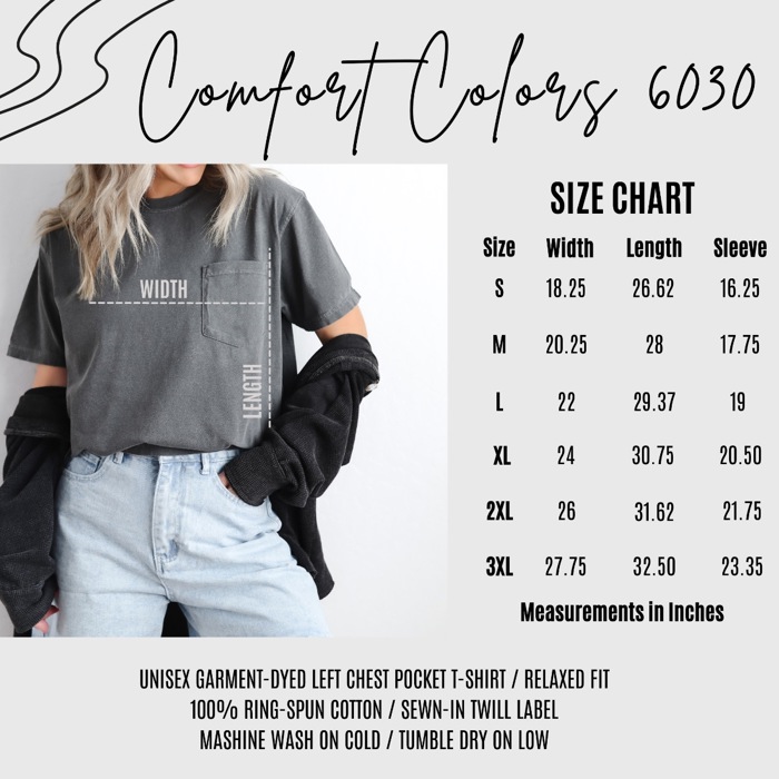 Happy Halloween Fall Harvest Ghosts & Bats - Pocket Tee Soft Washed Heavyweight (Unisex) Comfort Colors