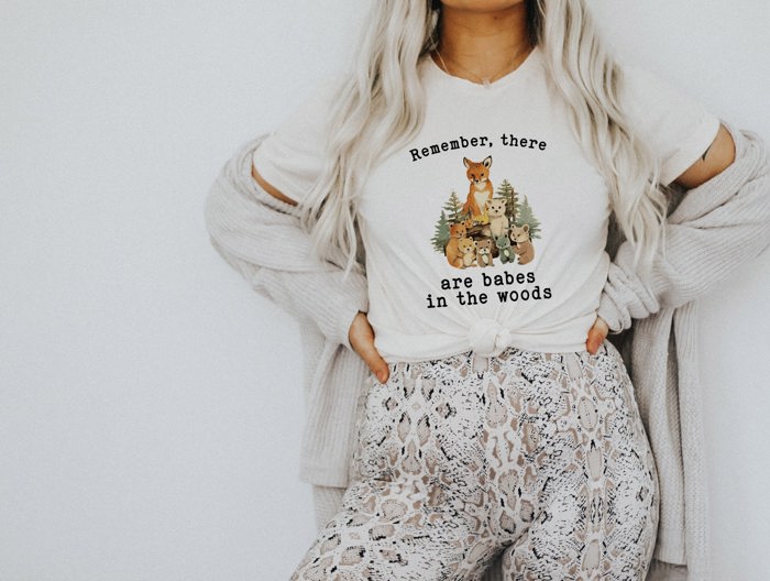 Vintage 80's 90's There Are Babes in the Woods Smokey Bear Inspired Nostalgia Unisex Soft Tee T-shirt for Women or Men