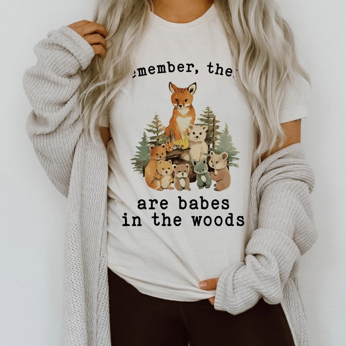 Vintage 80's 90's There Are Babes in the Woods Smokey Bear Inspired Nostalgia Unisex Soft Tee T-shirt for Women or Men