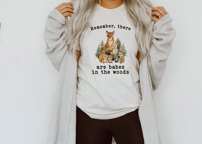 Vintage 80's 90's There Are Babes in the Woods Smokey Bear Inspired Nostalgia Unisex Soft Tee T-shirt for Women or Men