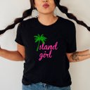  Island Girl Aloha Vibe Palm Tree Summer Polynesian Islander Hawaiian Style Soft Cozy Longer Length Unisex Graphic Tee T-shirt