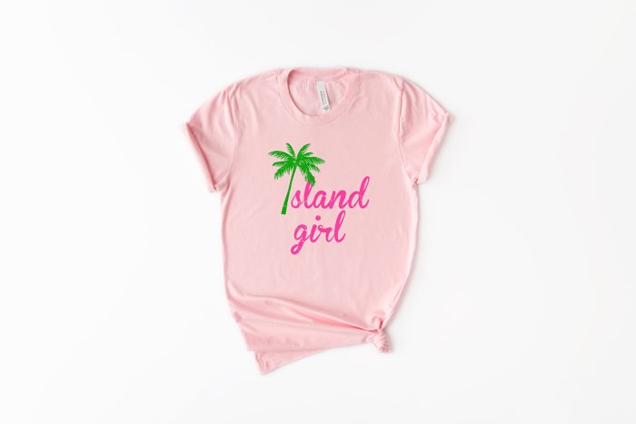 Island Girl Aloha Vibe Palm Tree Summer Polynesian Islander Hawaiian Style Soft Cozy Longer Length Unisex Graphic Tee T-shirt