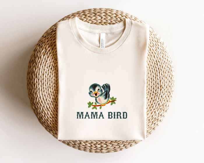 Mama Bird Vintage Cute Aminals Floral Golden Book Style Ultra Soft Graphic Tee Unisex Soft Tee T-shirt