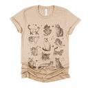  Inked Cats and Kittens Soft Cozy Longer Length Unisex Graphic Tee T-shirt