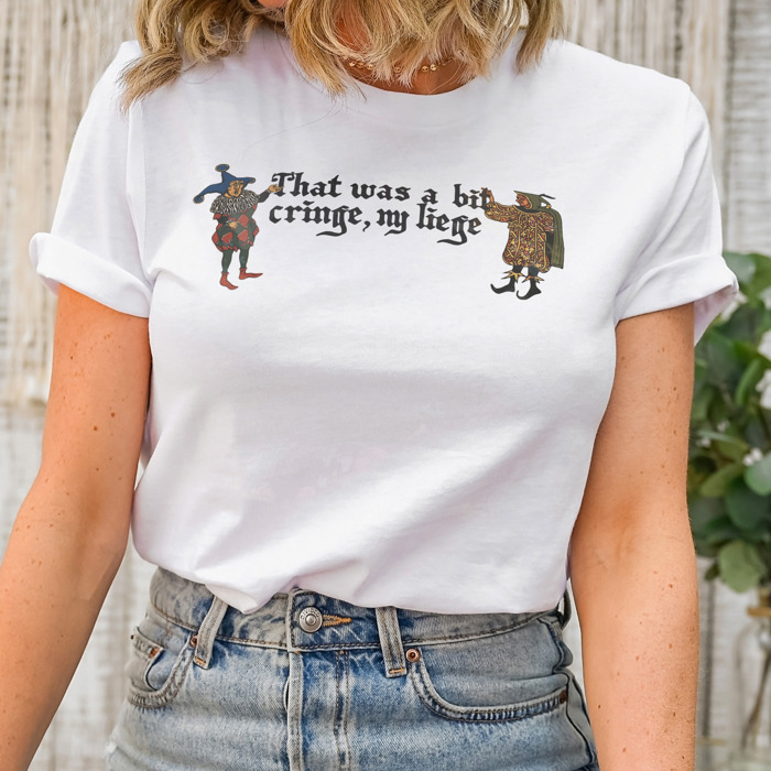 That was a bit cringe, my liege. Cringe Chronicles: The Jester's Jest Soft Cozy Longer Length Unisex Graphic Tee T-shirt