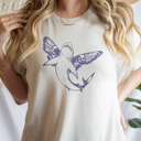  Butterfly Shark. Whimsical Wings of the Ocean Soft Cozy Longer Length Unisex Graphic Tee T-shirt