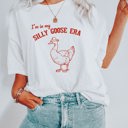  In My Silly Goose Era 1980's Goose Funny Cute Sarcastic Soft Cozy Longer Length Unisex Graphic Tee T-shirt