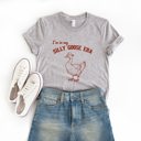  In My Silly Goose Era 1980's Goose Funny Cute Sarcastic Soft Cozy Longer Length Unisex Graphic Tee T-shirt