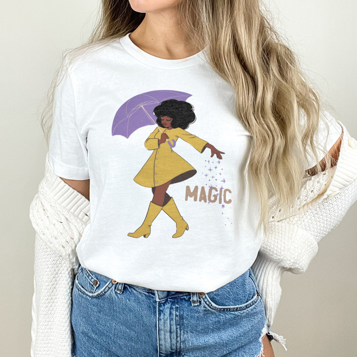 Magic Salt Woman Umbrella Elegance Soft Cozy Longer Length Unisex Graphic Tee T-shirt