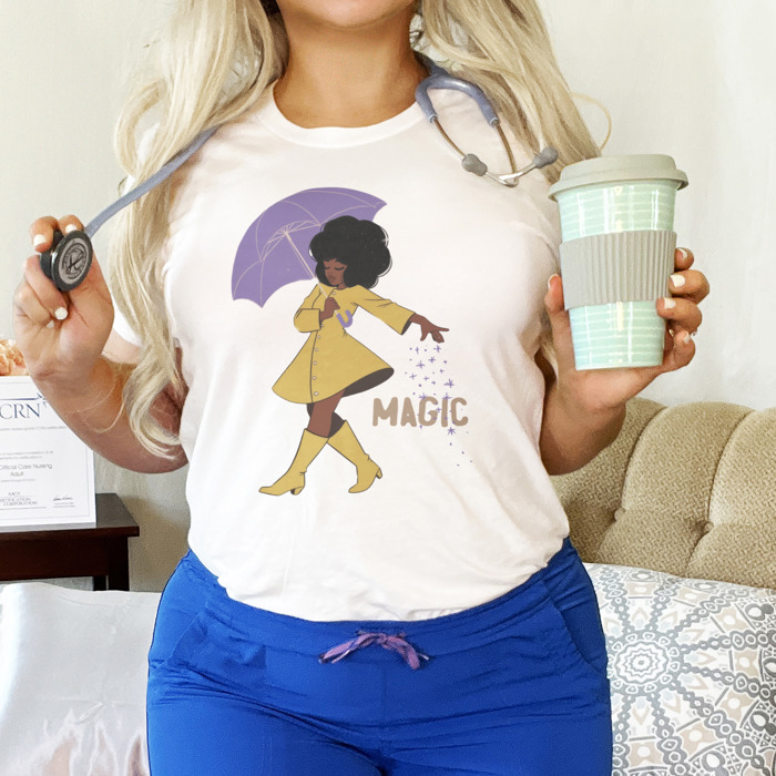 Magic Salt Woman Umbrella Elegance Soft Cozy Longer Length Unisex Graphic Tee T-shirt