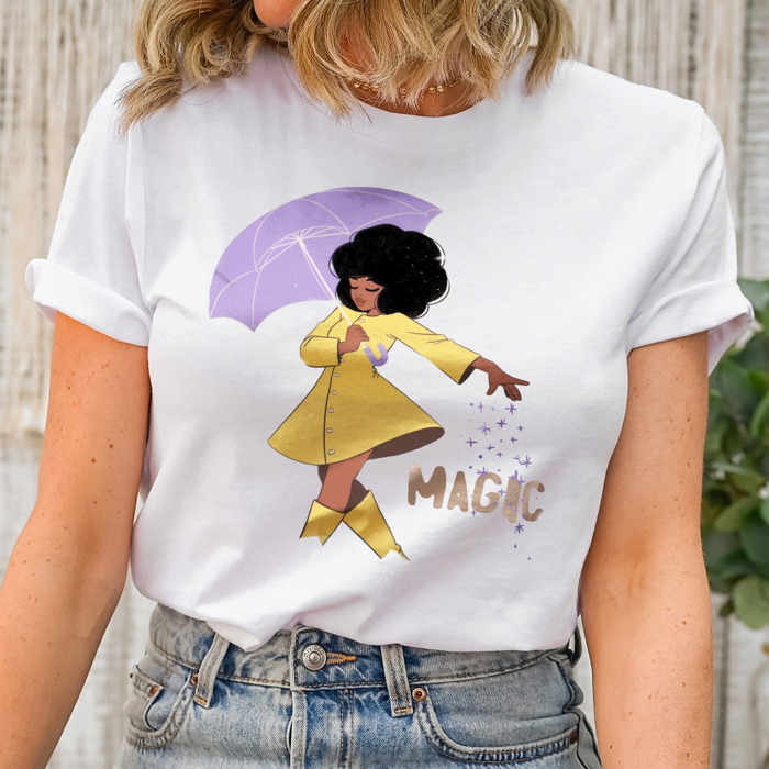 Magic Salt Woman Umbrella Elegance Soft Cozy Longer Length Unisex Graphic Tee T-shirt