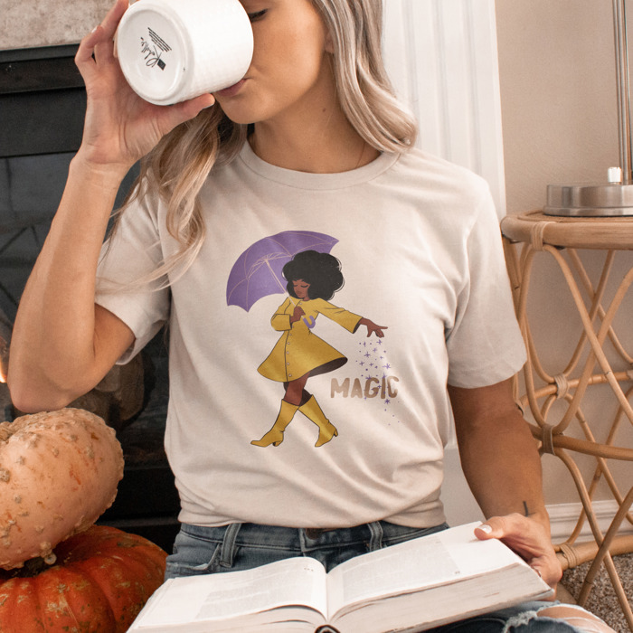 Magic Salt Woman Umbrella Elegance Soft Cozy Longer Length Unisex Graphic Tee T-shirt