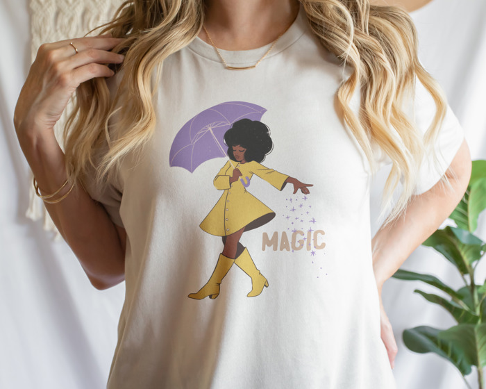 Magic Salt Woman Umbrella Elegance Soft Cozy Longer Length Unisex Graphic Tee T-shirt