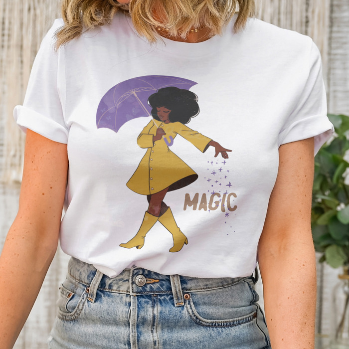 Magic Salt Woman Umbrella Elegance Soft Cozy Longer Length Unisex Graphic Tee T-shirt