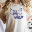  Whimsical Harmony: Raccoon Butterfly Fusion Soft Cozy Longer Length Unisex Graphic Tee T-shirt