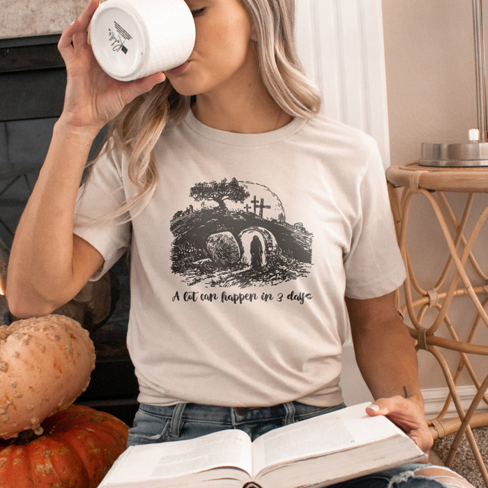 A lot can happen in 3 days. Miracles in Three Days Soft Cozy Longer Length Unisex Graphic Tee T-shirt