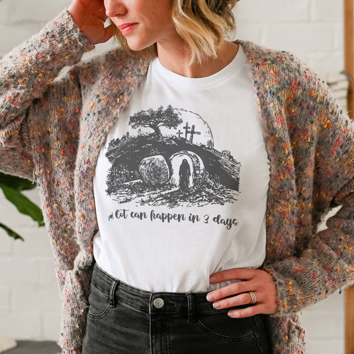 A lot can happen in 3 days. Miracles in Three Days Soft Cozy Longer Length Unisex Graphic Tee T-shirt