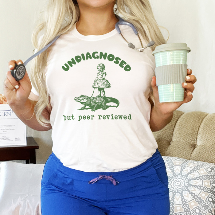 Undiagnosed but peer reviewed. Crocodile Confidence: Undiagnosed Yet Peer Reviewed! Soft Cozy Longer Length Unisex Graphic Tee T-shirt