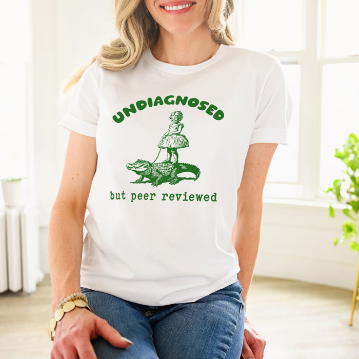 Undiagnosed but peer reviewed. Crocodile Confidence: Undiagnosed Yet Peer Reviewed! Soft Cozy Longer Length Unisex Graphic Tee T-shirt