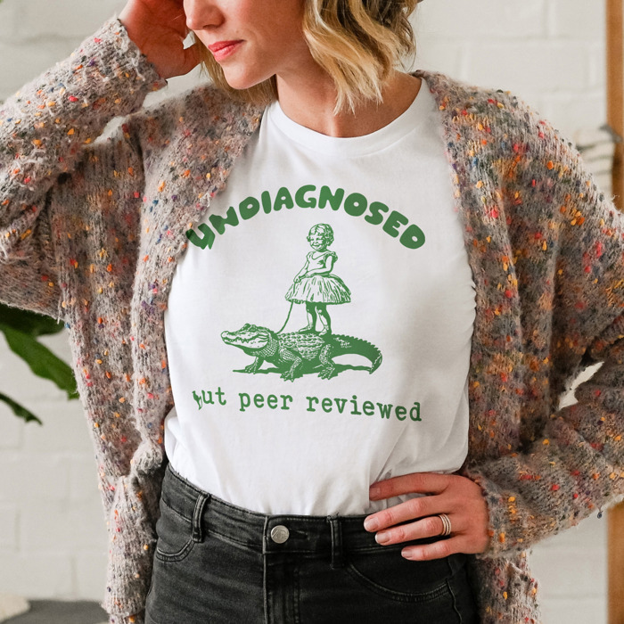 Undiagnosed but peer reviewed. Crocodile Confidence: Undiagnosed Yet Peer Reviewed! Soft Cozy Longer Length Unisex Graphic Tee T-shirt