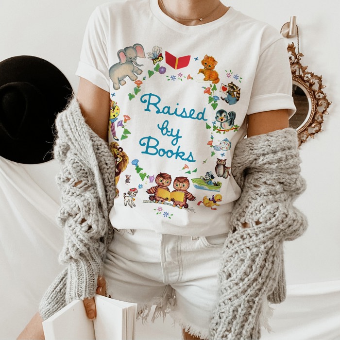 Raised by Books Golden Nostalgic Teacher Read Reading Love Little Retro Vintage Nostalgia Unisex Heavyweight Comfort Tee