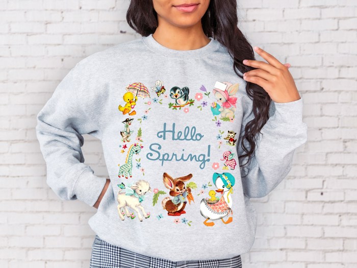 Springtime Delights: Say Hello to Spring! Vintage Nostalgia Soft Unisex Graphic Sweatshirt Print