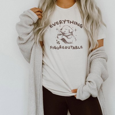 Everything is figureoutable positivity Soft Cozy Longer Length Unisex Graphic Tee T-shirt