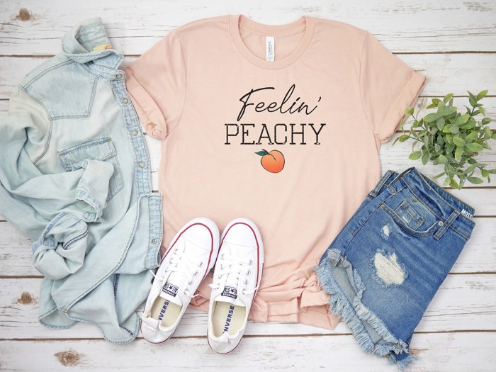 Feelin' Peachy Soft Cozy Longer Length Unisex Graphic Tee T-shirt