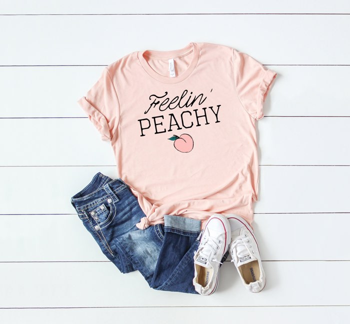 Feelin' Peachy Soft Cozy Longer Length Unisex Graphic Tee T-shirt