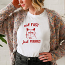  Feline Fury: Not Fast, Just Furious! Soft Cozy Longer Length Unisex Graphic Tee T-shirt