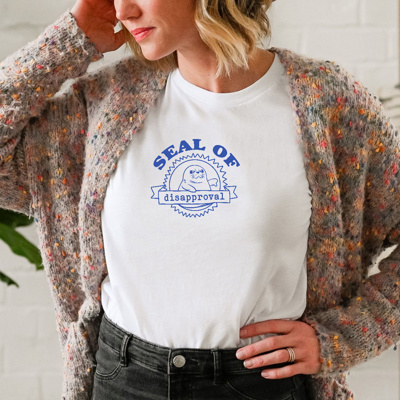 Seal of Disapproval: The Perfect Quirky Statement! Soft Cozy Longer Length Unisex Graphic Tee T-shirt