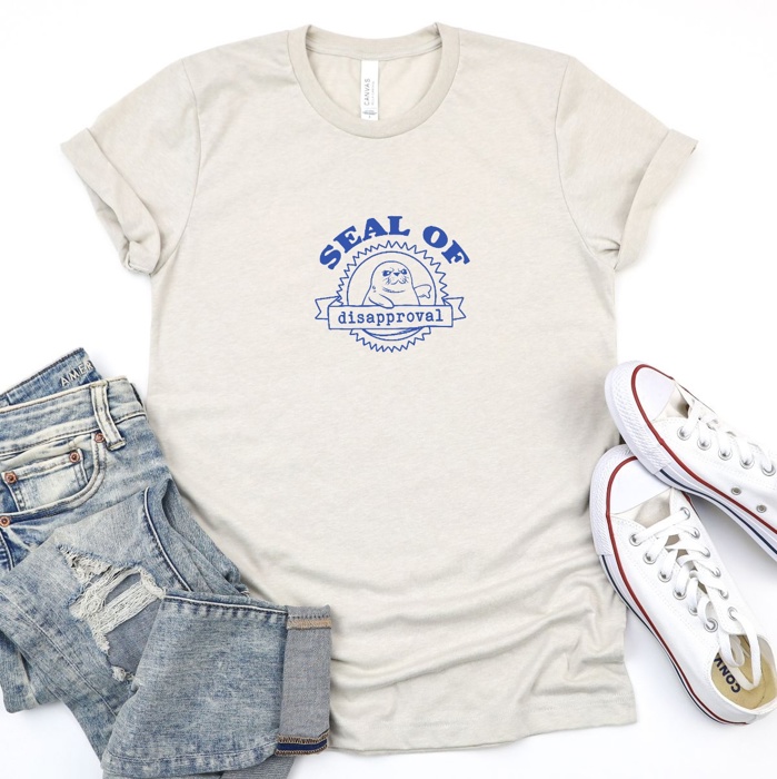 Seal of Disapproval: The Perfect Quirky Statement! Soft Cozy Longer Length Unisex Graphic Tee T-shirt