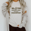  Sloth Running Team: Champion of Chill Soft Cozy Longer Length Unisex Graphic Tee T-shirt