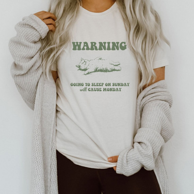 Sunday Slumber Warning: Embrace Your Weekends Wisely Soft Cozy Longer Length Unisex Graphic Tee T-shirt