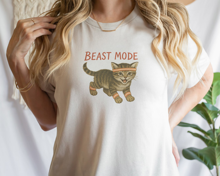BEAST MODE | Fur-tastic Fitness Frenzy Soft Cozy Longer Length Unisex Graphic Tee T-shirt
