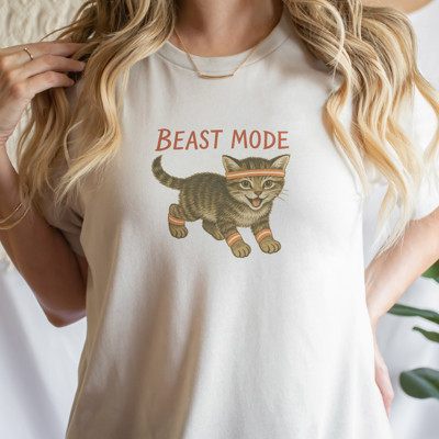 BEAST MODE | Fur-tastic Fitness Frenzy Soft Cozy Longer Length Unisex Graphic Tee T-shirt