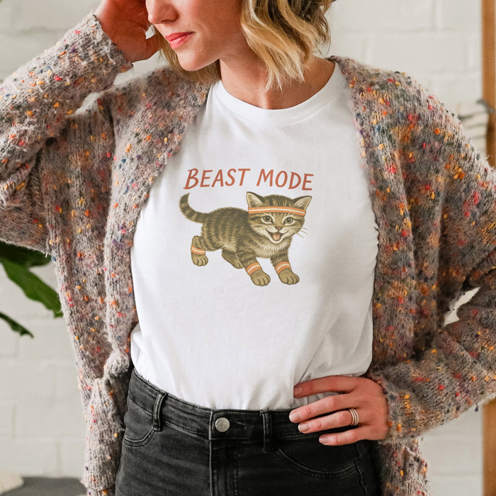 BEAST MODE | Fur-tastic Fitness Frenzy Soft Cozy Longer Length Unisex Graphic Tee T-shirt