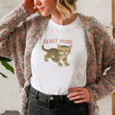  BEAST MODE | Fur-tastic Fitness Frenzy Soft Cozy Longer Length Unisex Graphic Tee T-shirt