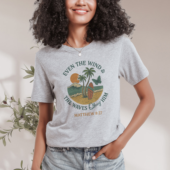 EVEN THE WIND & THE WAVES Obey HIM Surfs Up Soft Cozy Longer Length Unisex Graphic Tee T-shirt