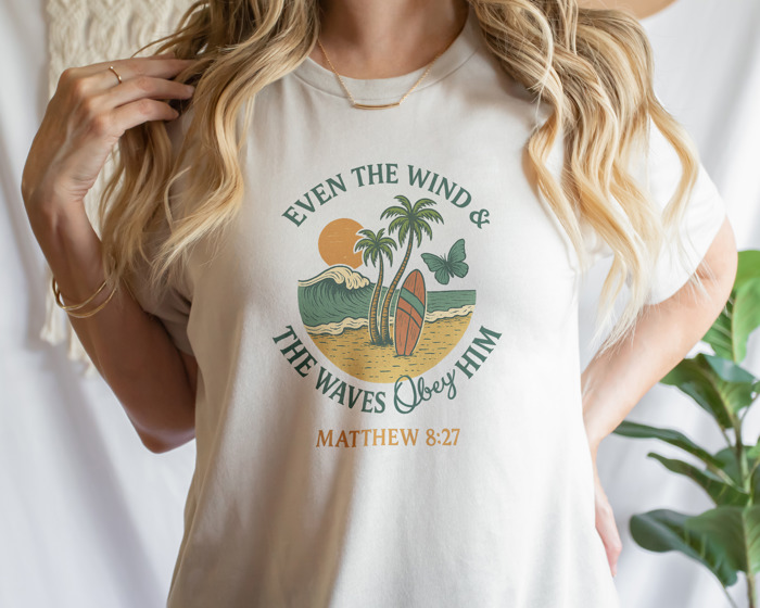 EVEN THE WIND & THE WAVES Obey HIM Surfs Up Soft Cozy Longer Length Unisex Graphic Tee T-shirt