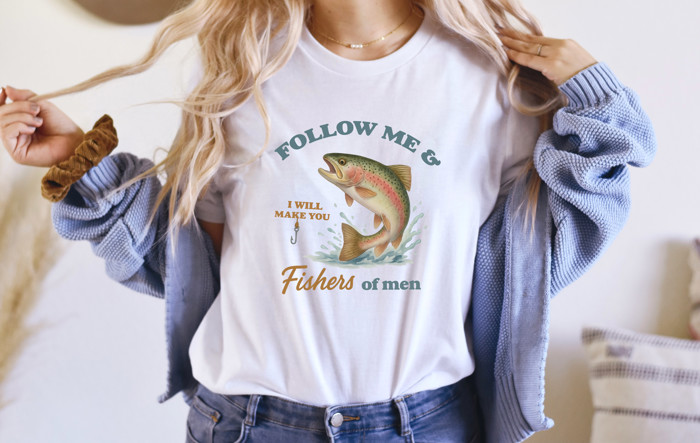 FOLLOW ME & I WILL MAKE YOU Fishers of men | A Journey of Faith Soft Cozy Longer Length Unisex Graphic Tee T-shirt