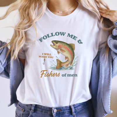 FOLLOW ME & I WILL MAKE YOU Fishers of men | A Journey of Faith Soft Cozy Longer Length Unisex Graphic Tee T-shirt