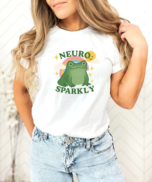 NEURO SPARKLY | Ribbiting Joy: A Sparkly Adventure Soft Cozy Longer Length Unisex Graphic Tee T-shirt
