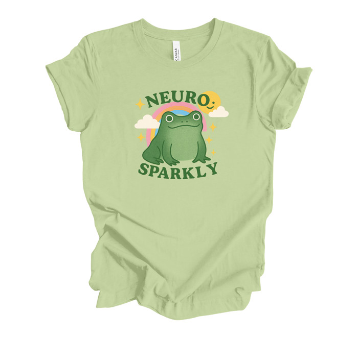 NEURO SPARKLY | Ribbiting Joy: A Sparkly Adventure Soft Cozy Longer Length Unisex Graphic Tee T-shirt