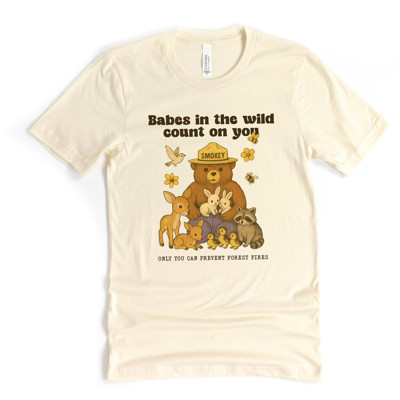 Babes in the wild count on you! | Protecting Nature: A Call to Care Soft Cozy Longer Length Unisex Graphic Tee T-shirt