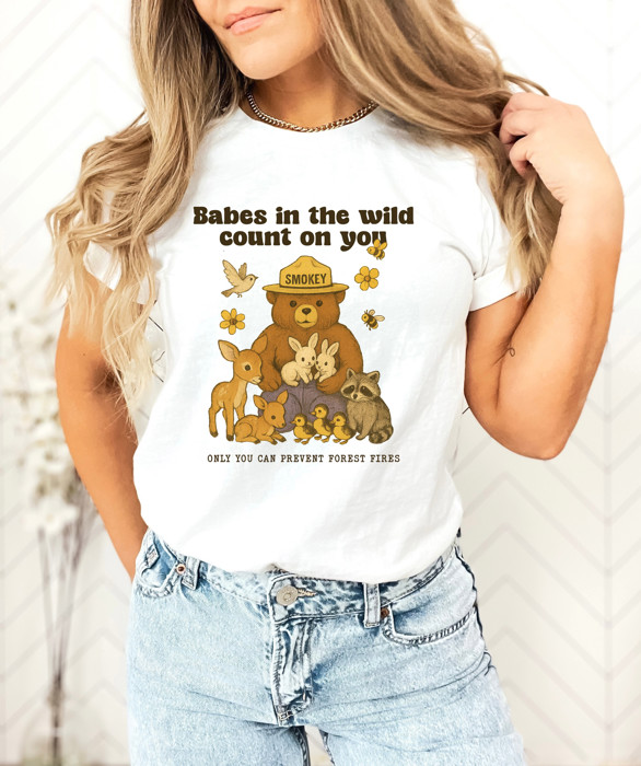 Babes in the wild count on you! | Protecting Nature: A Call to Care Soft Cozy Longer Length Unisex Graphic Tee T-shirt
