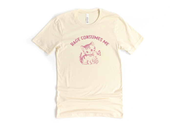 RAGE CONSUMES ME | Cute Chaos: Embracing the Fury Within Soft Cozy Longer Length Unisex Graphic Tee T-shirt