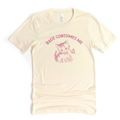 RAGE CONSUMES ME | Cute Chaos: Embracing the Fury Within Soft Cozy Longer Length Unisex Graphic Tee T-shirt