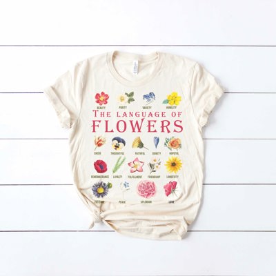 Language of Flowers Botanical Floral Name Chart | Soft Graphic Tee | Unisex