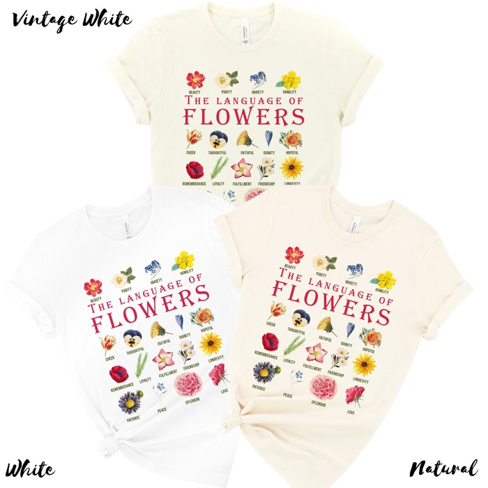 Language of Flowers Botanical Floral Name Chart | Soft Graphic Tee | Unisex